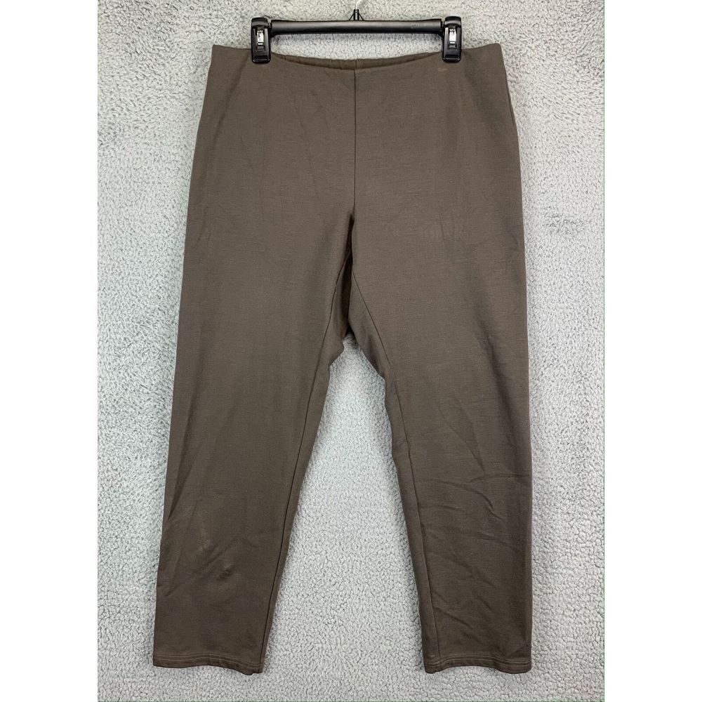 Eileen Fisher Pants Womens‎ Medium Brown Pull On Stretch Elastic Waist Ladies